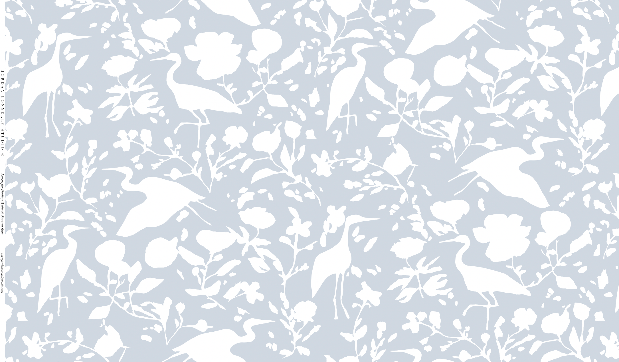 Egrets For Hadley In White & Natural Blue- Fabric