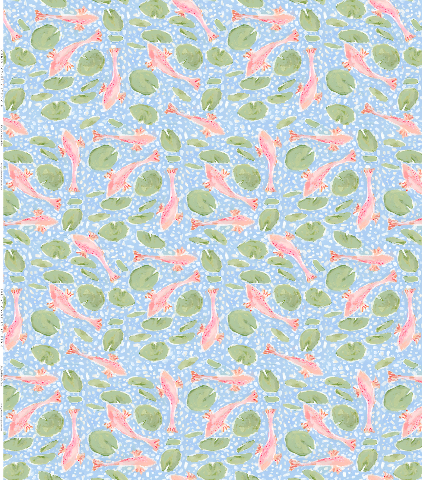 Koi For Wendie In Blue- Fabric