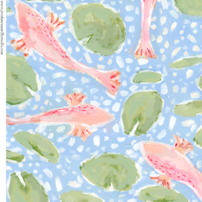 Koi For Wendie In Blue- Fabric