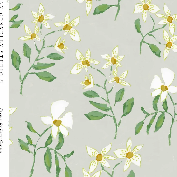 Flowers For Betsy In Soft Green- Fabric