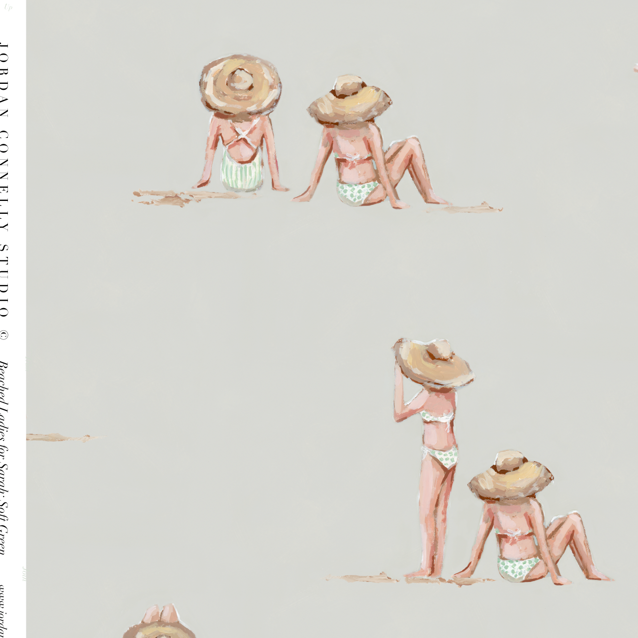 Beached Ladies For Sarah In Soft Green Wallpaper