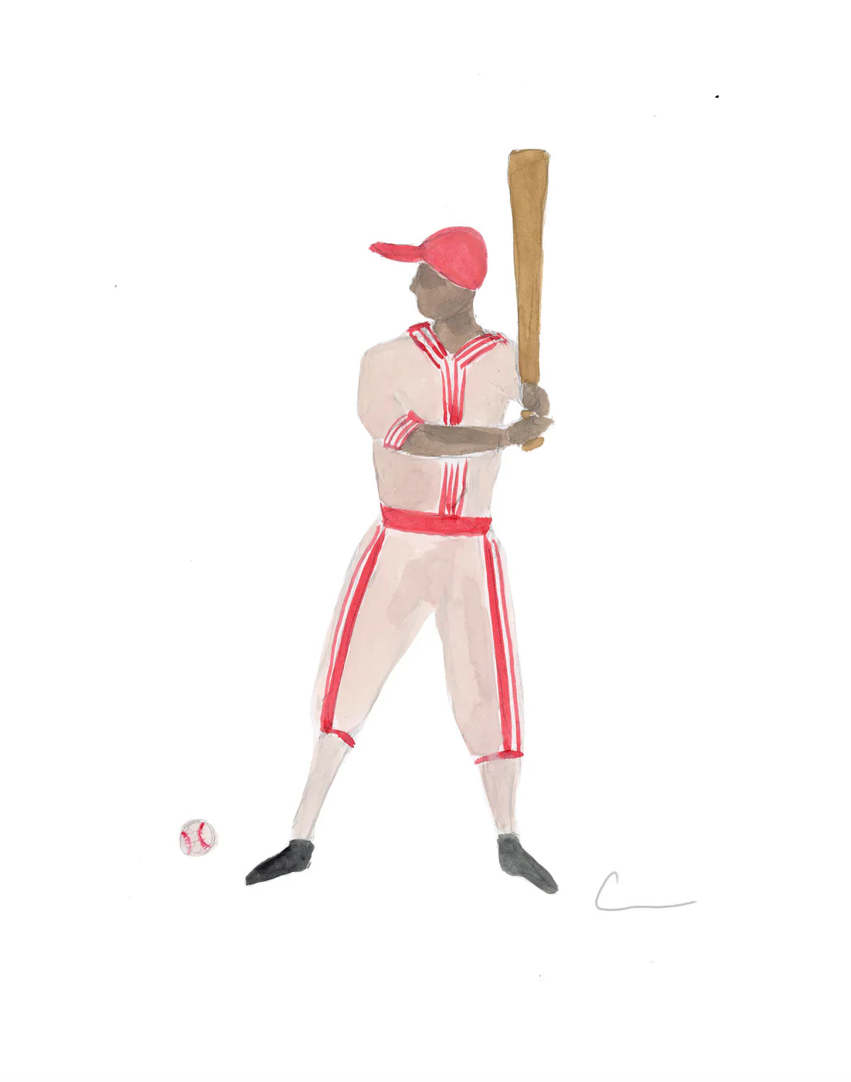 Sporty Retro Baseball Player Print