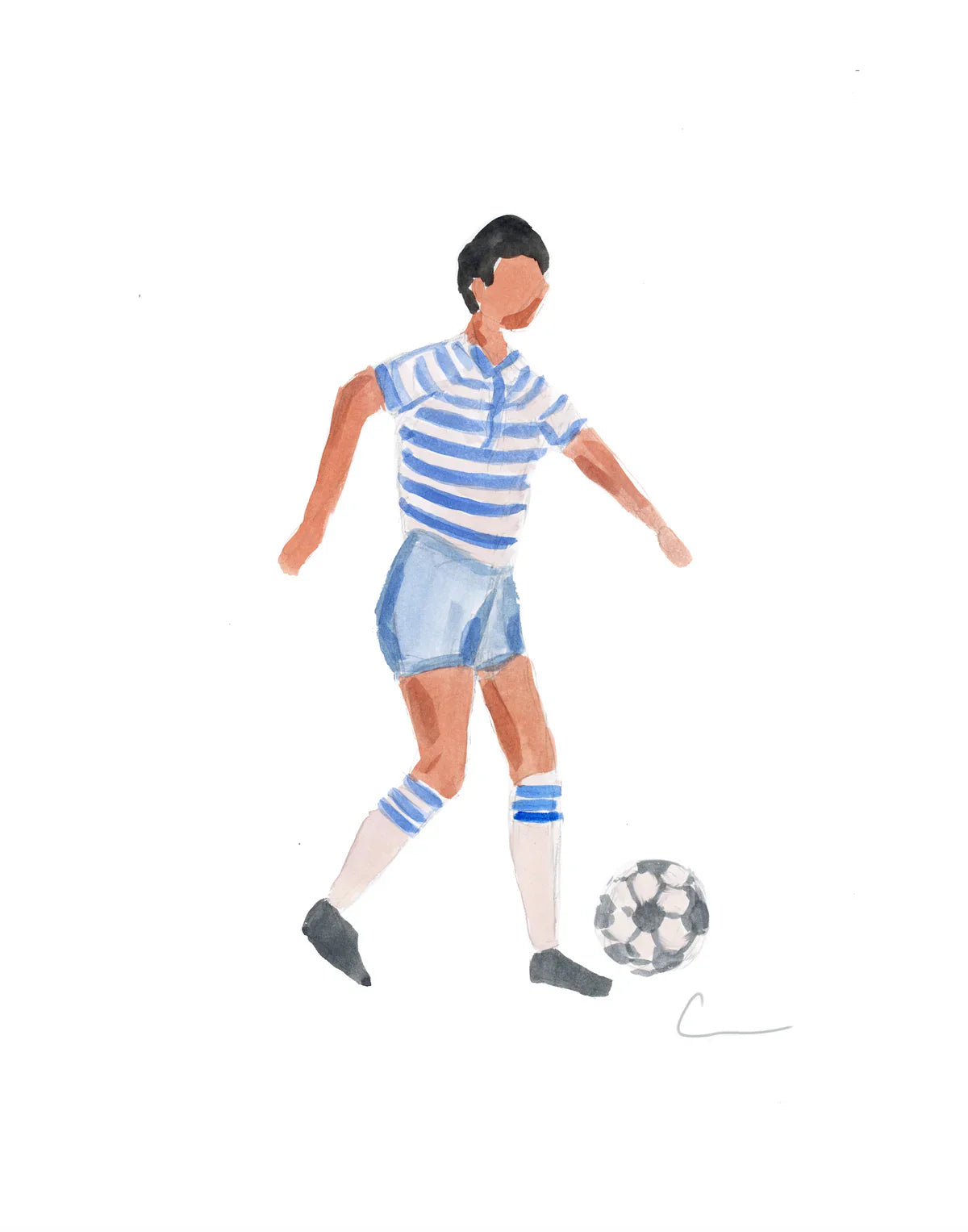 Sporty Retro Soccer Player Print