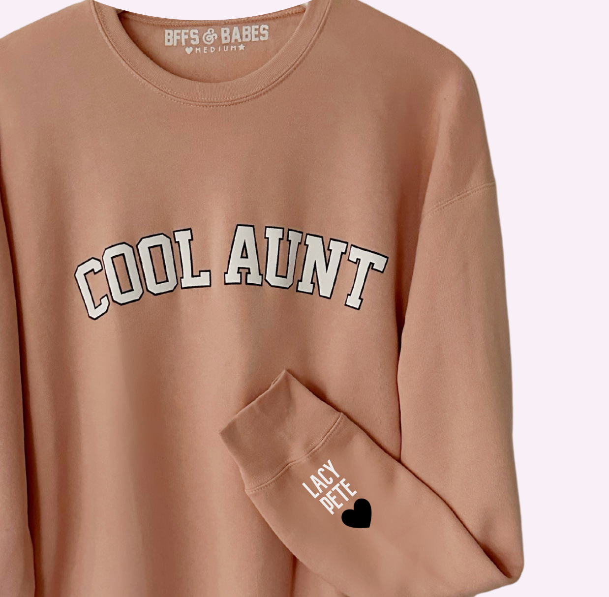 Love On The Cuff ♡ Blush Cool Aunt Sweatshirt With Personalized Cuff