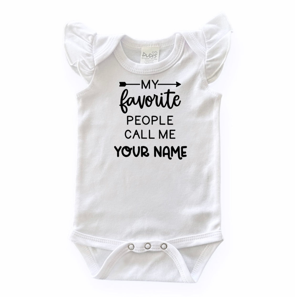 My Favorite People Call Me, Custom Flutter Sleeve White Bodysuit