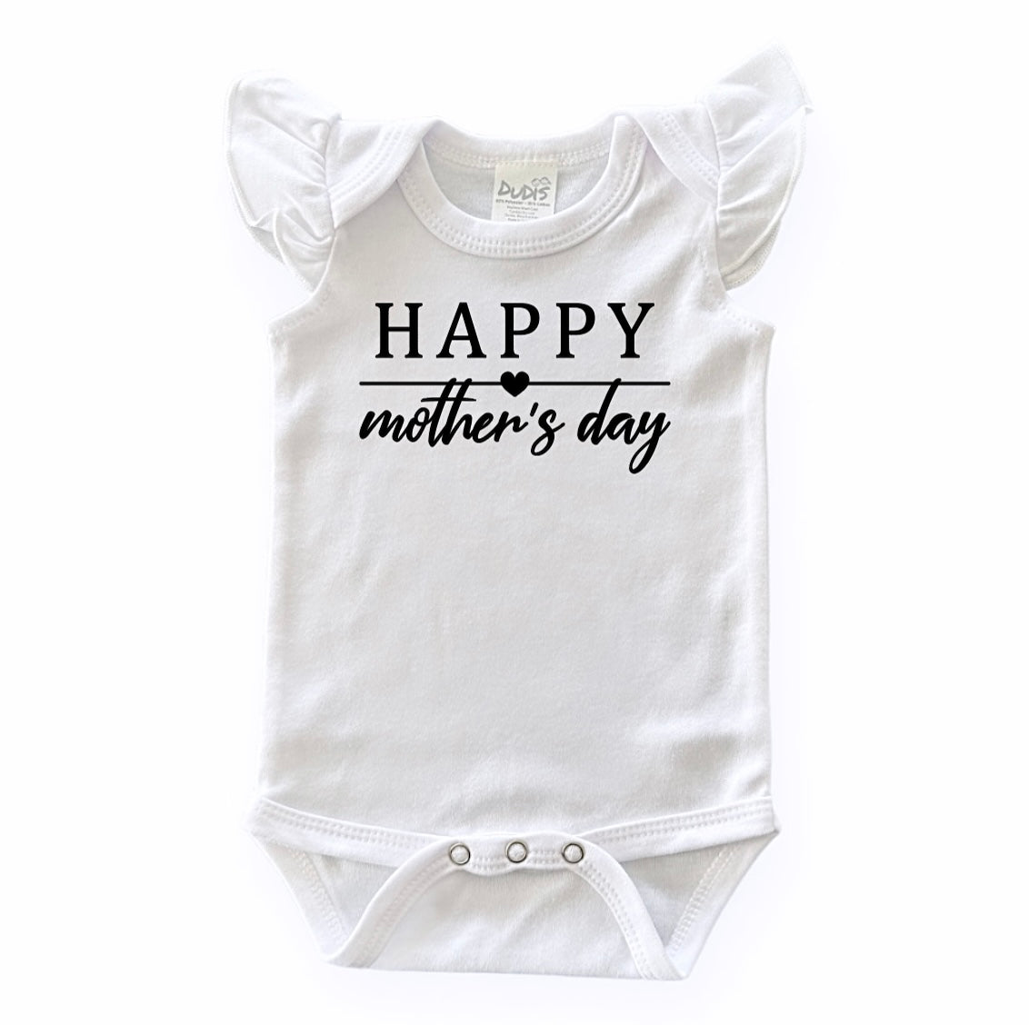 Happy Mother's Day Flutter Sleeve White Bodysuit