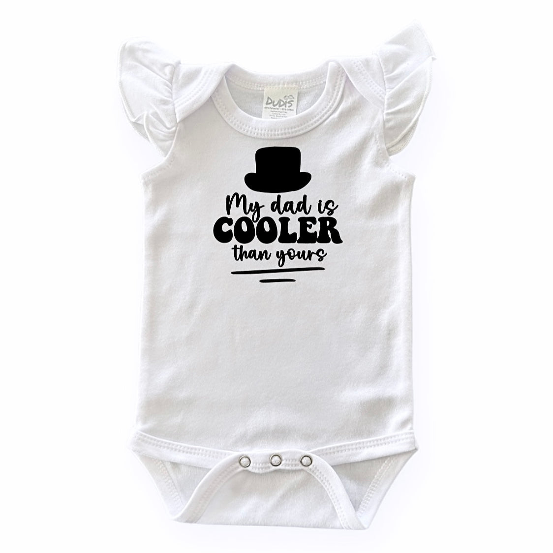 My Dad Is Cooler Than Yours Flutter Sleeve White Bodysuit