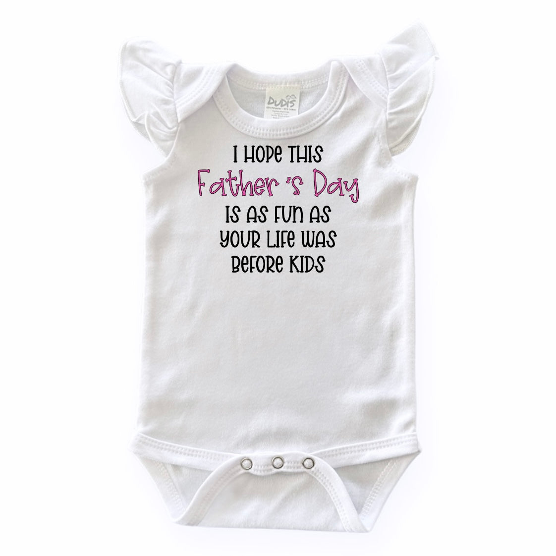 Fun Father's Day Flutter Sleeve White Bodysuit