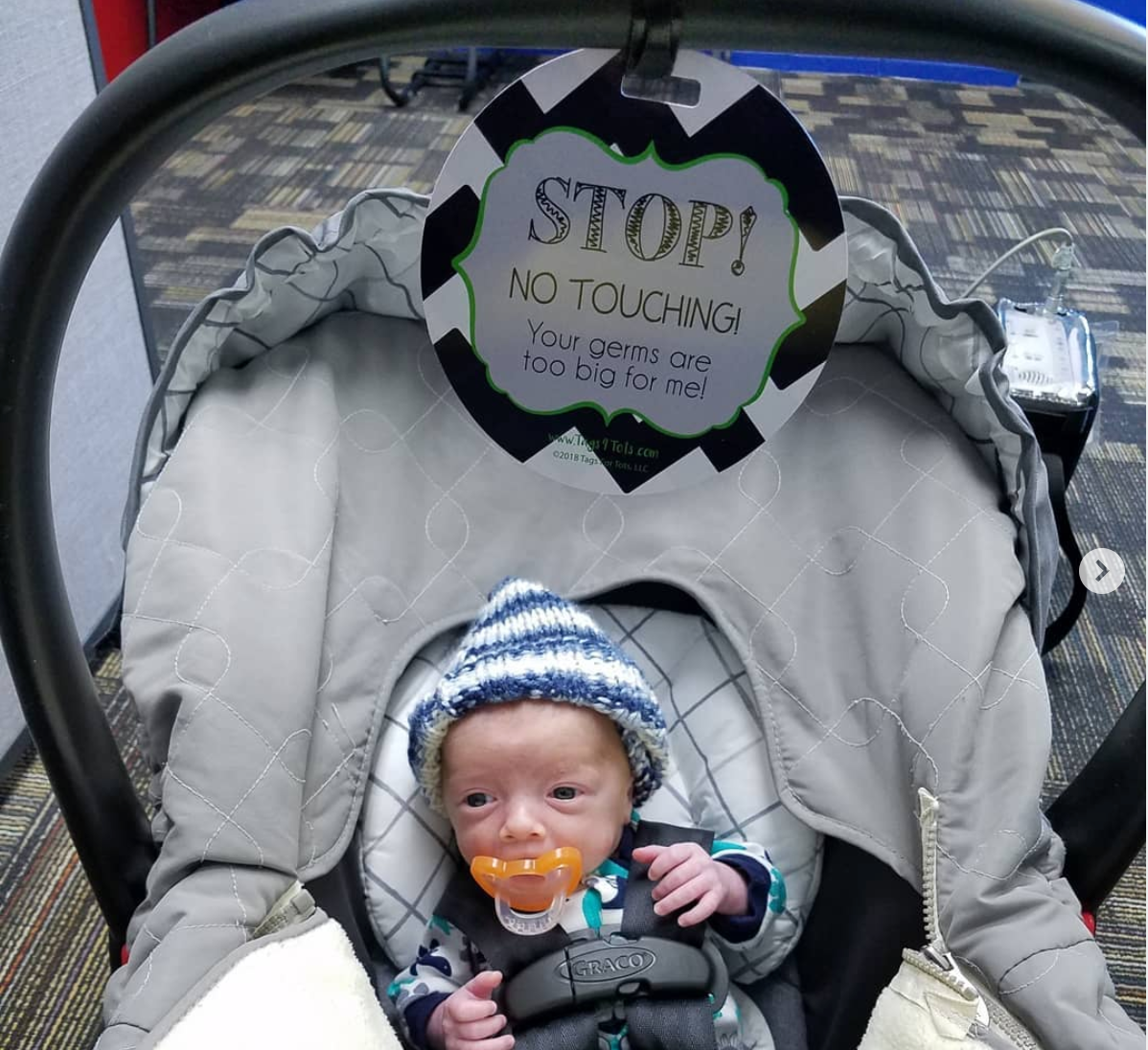 Stop No Touching Boy Car Seat Sign Tag