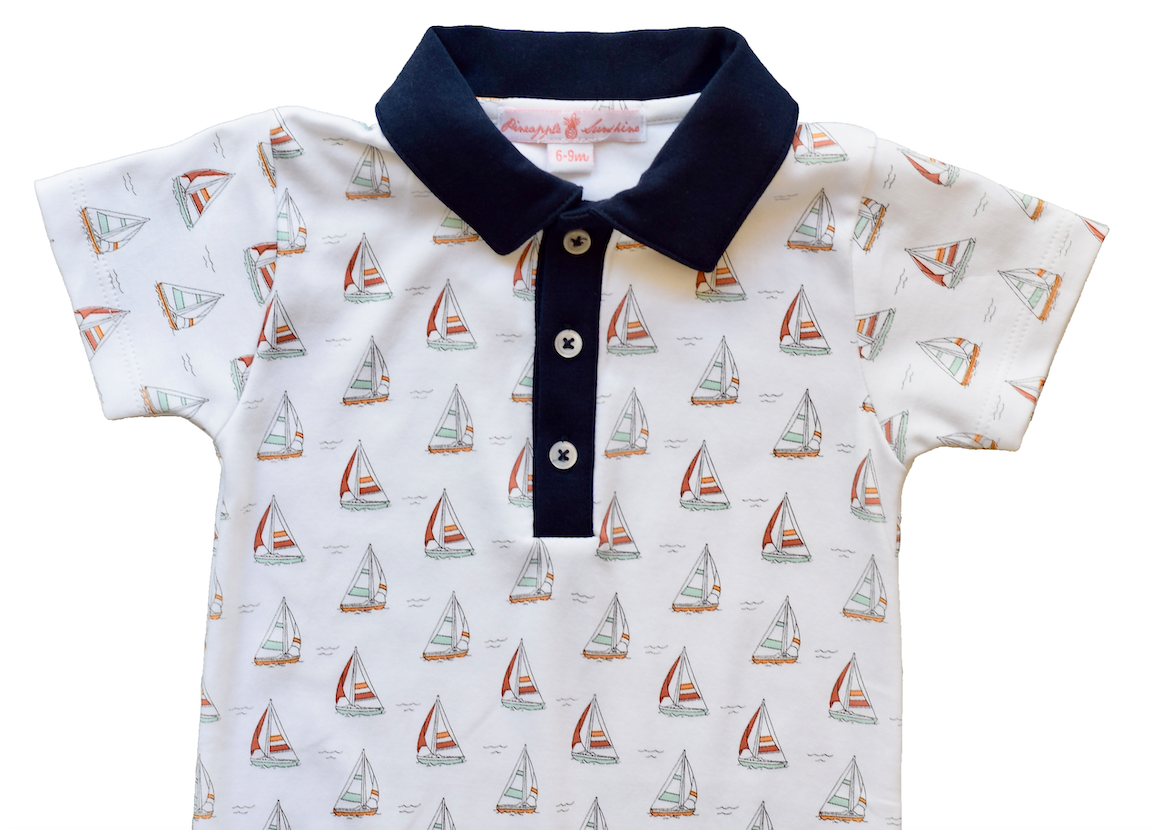 Sailboat Romper With Collar