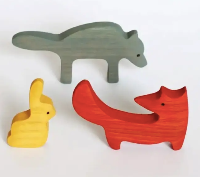 Forest Animals Figurine Set – Fox, Wolf, And Bunny
