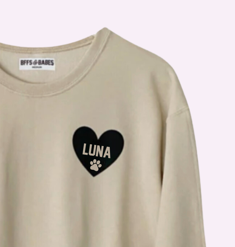 Heart U Most ♡ Beige Personalizable Sweatshirt With Paw Print