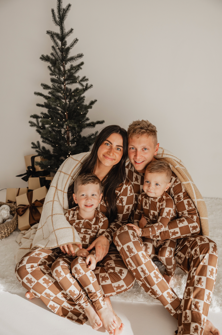 Pre-teen Flare Leg Bamboo Pajamas | Gingerbread Checkerboard 2024