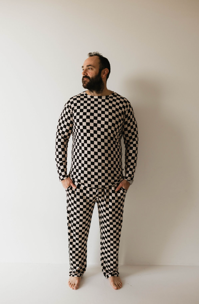 Men's Bamboo Pajama | Black Checkerboard