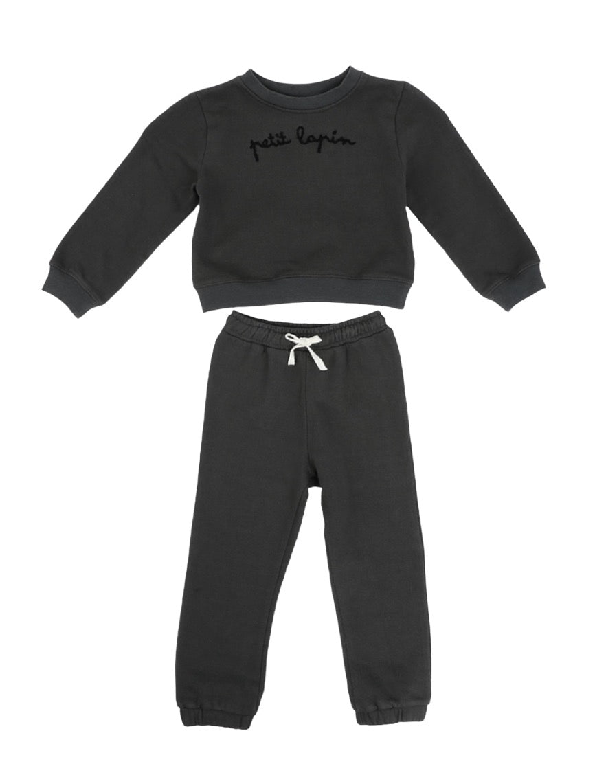 Finley | Cotton Fleece Sweatsuit Set | Petit Lapin | Midnight