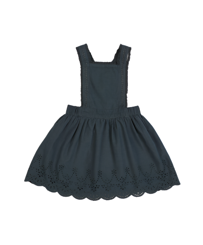 Elea | Corduroy Cotton Anglaise Dress | Vintage Blue