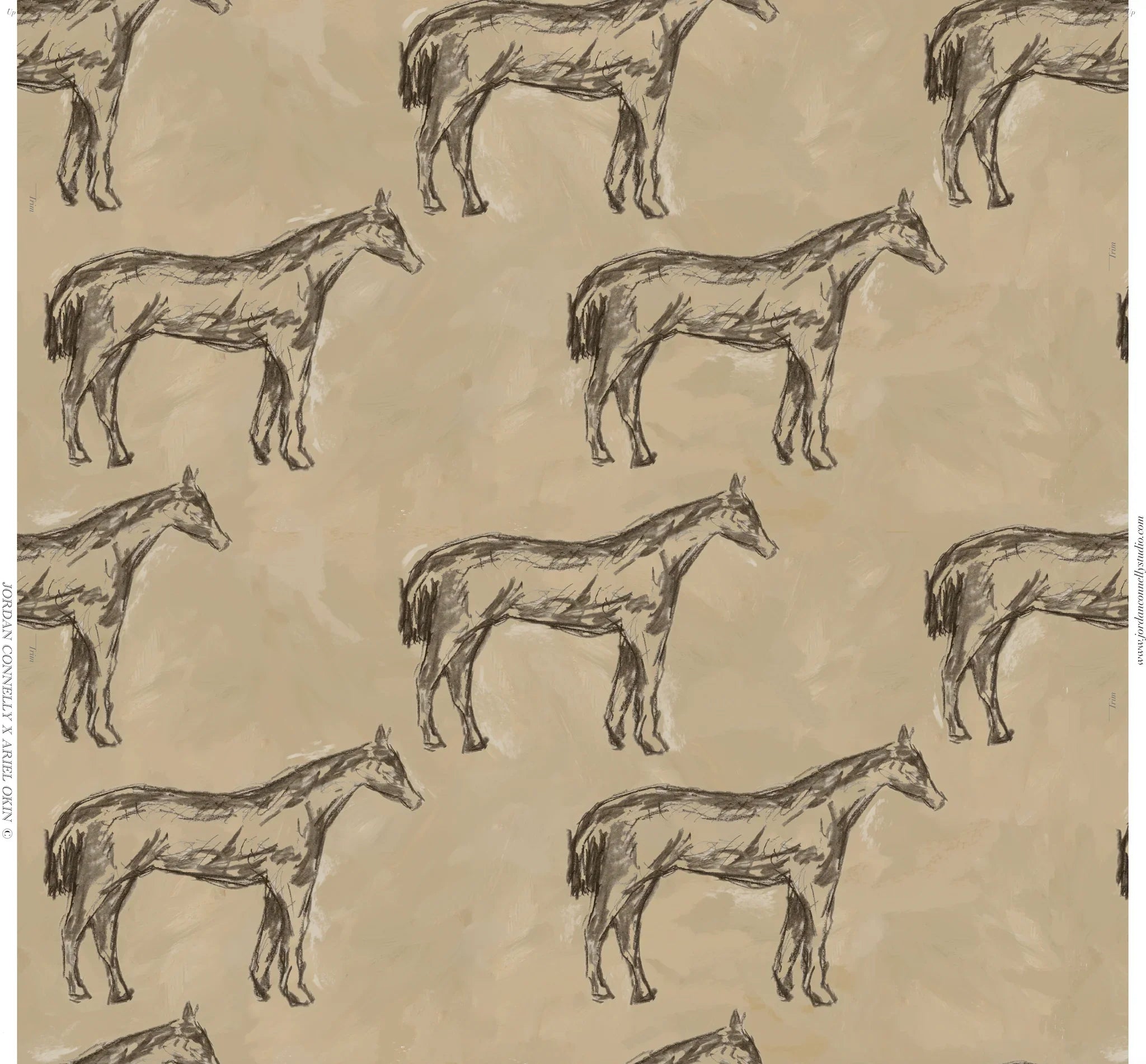 Antique Parchment Horse In Parchment- Fabric