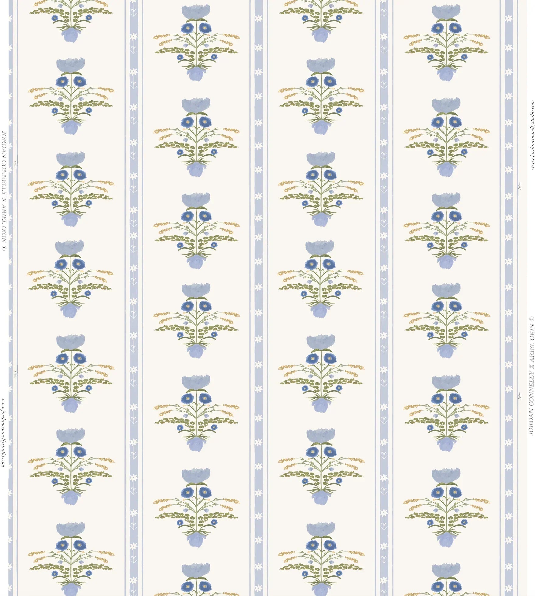 Lotus Garden In Blue Fabric Swatch