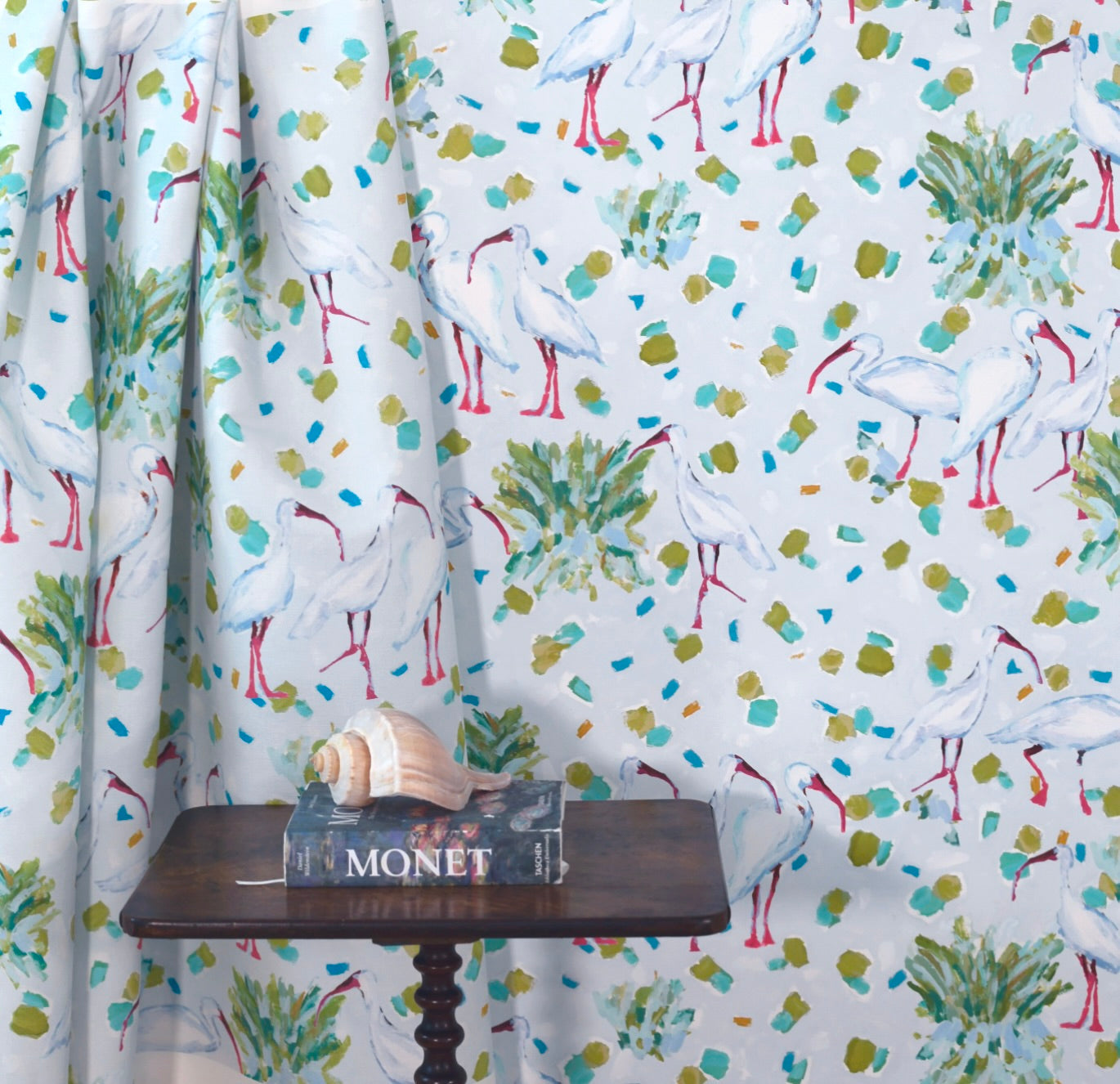 Ibises For Tucker In Sky- Fabric