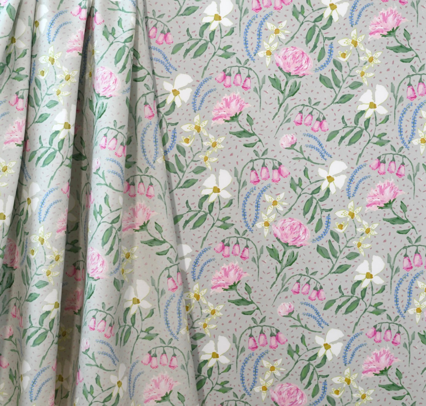 Flowers For Bailey In Soft Green (garden)- Fabric