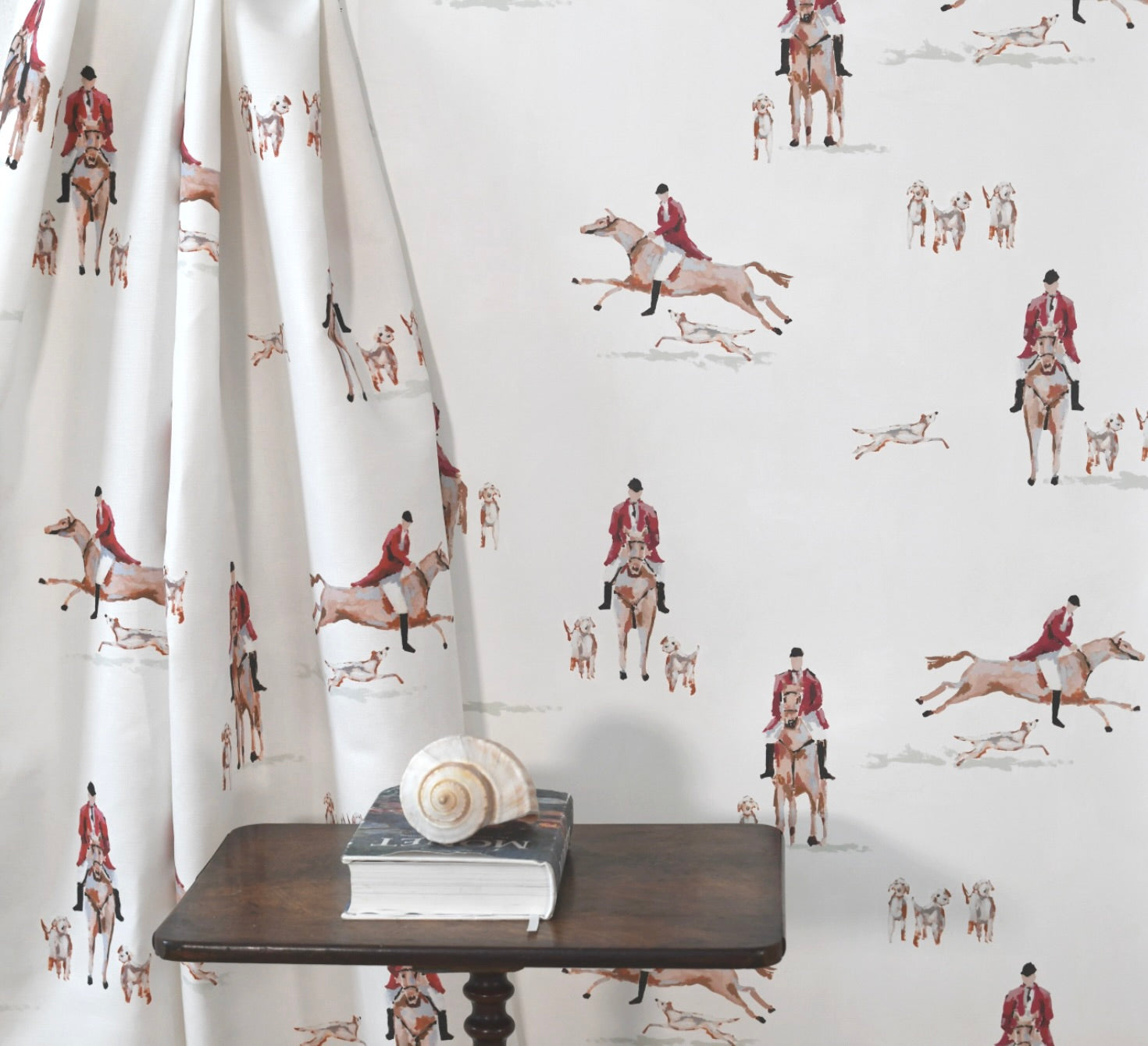 Fox Hunt For Kent In White- Fabric