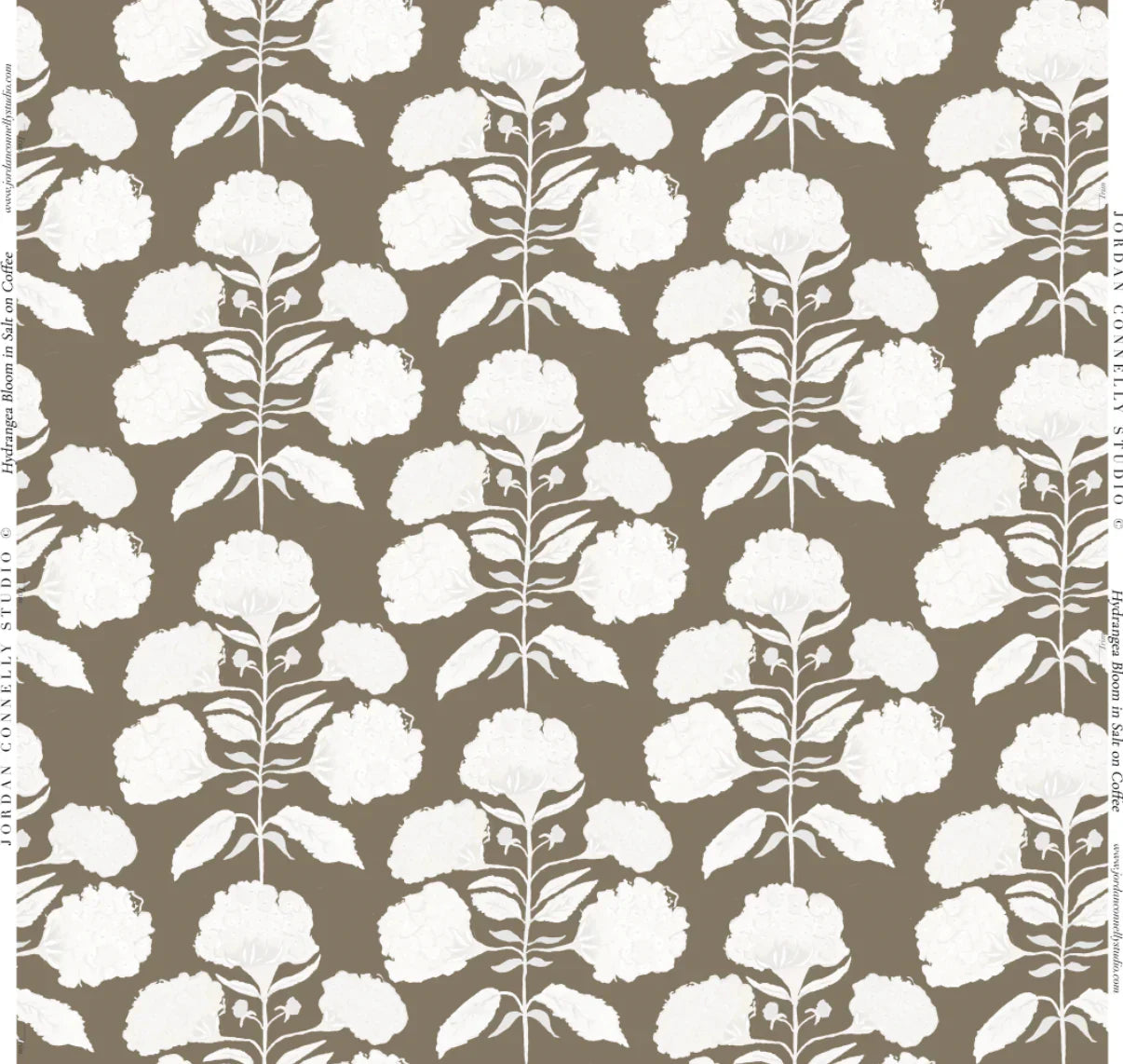 Hydrangea Bloom In Salt On Coffee Fabric Swatch