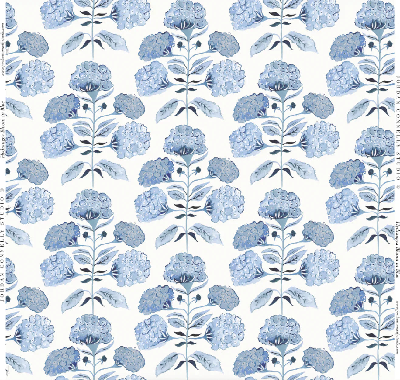 Hydrangea Bloom In Blue Fabric Swatch