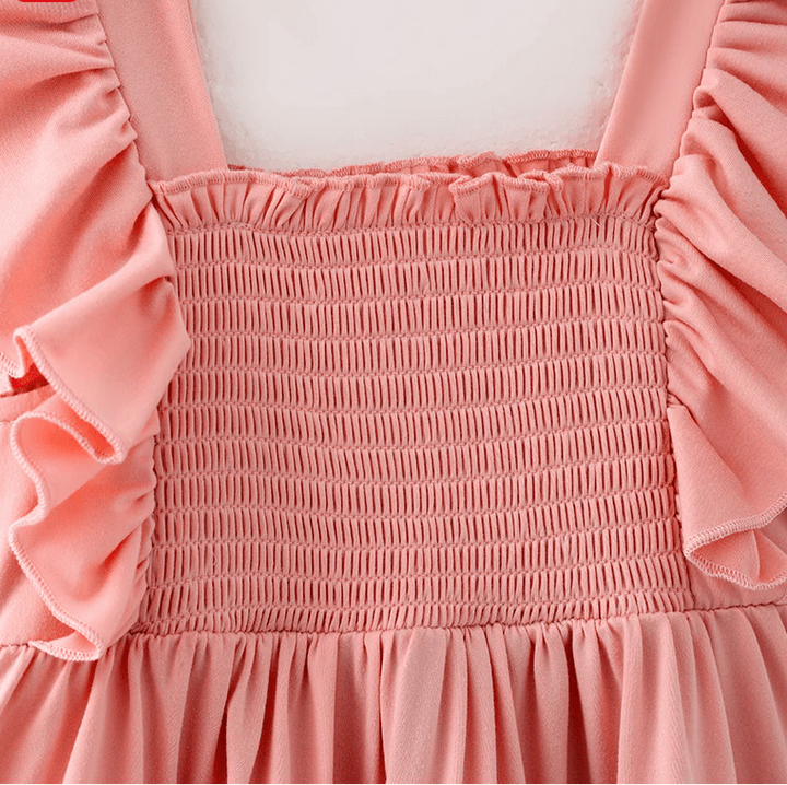 Rainbow Smocked Ruffle Playwear Dress W/ Hair Bow