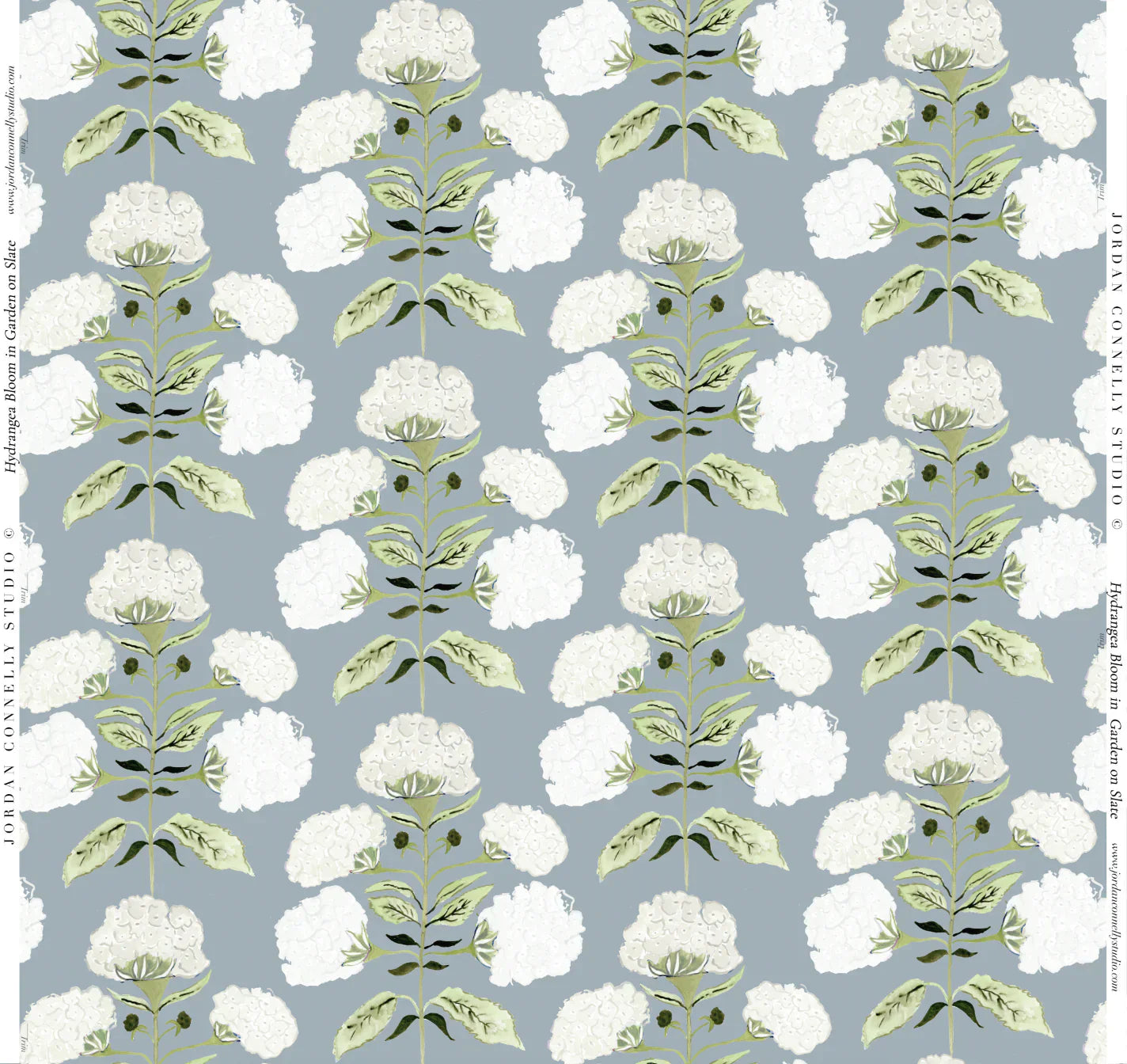 Hydrangea Bloom In Garden On Slate Fabric Swatch