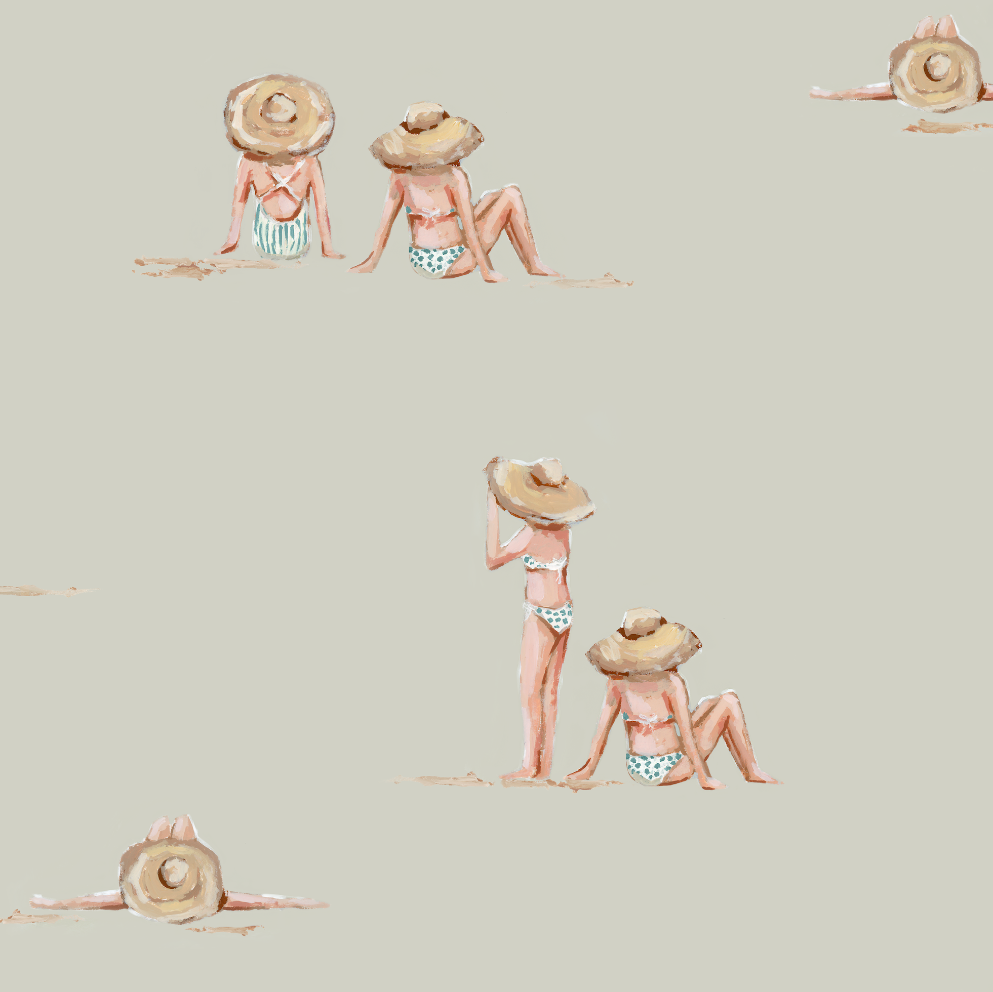Beached Ladies For Sarah In Soft Green Fabric Swatch
