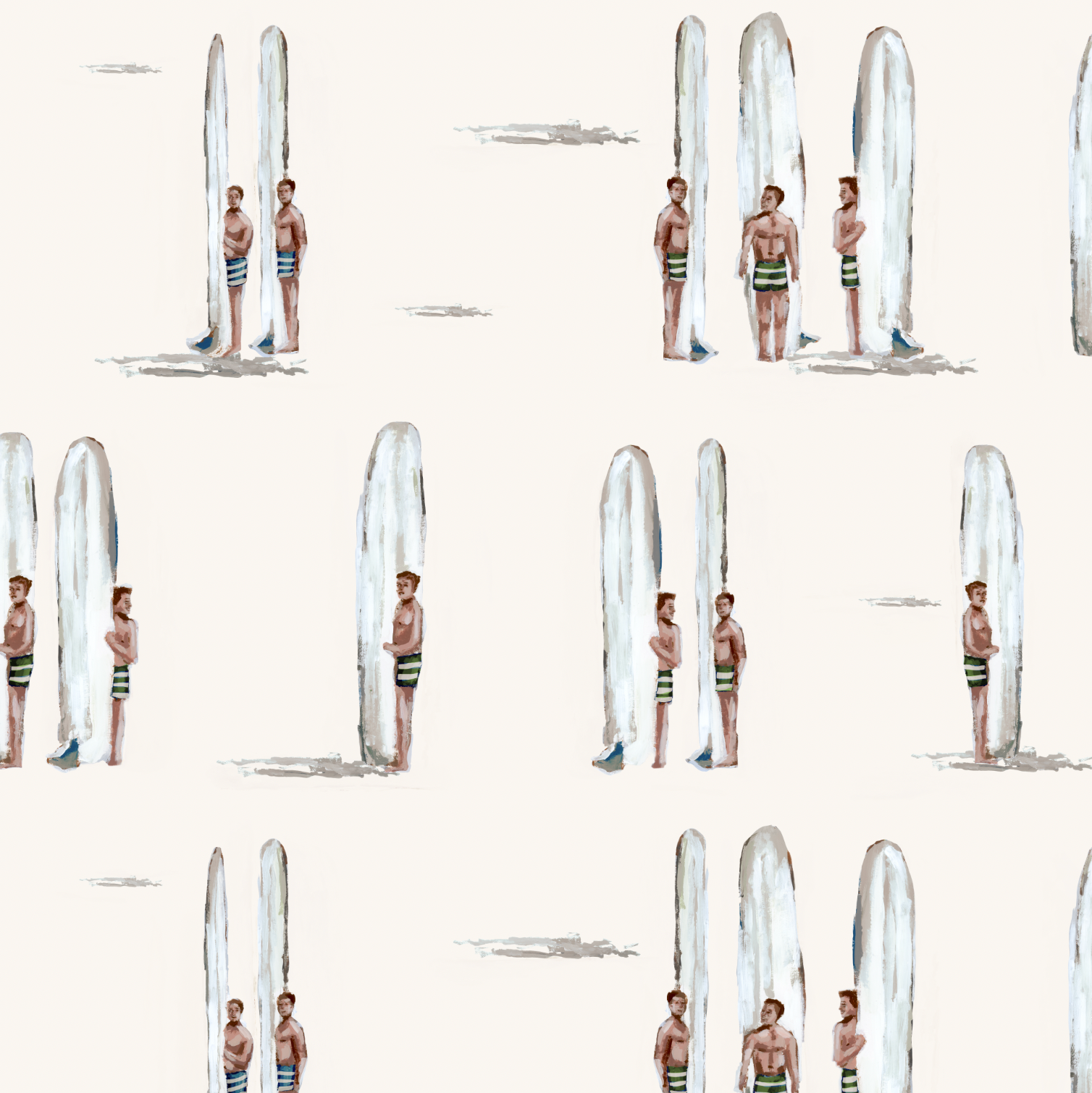 Surfers For Charlie In Antique Wallpaper