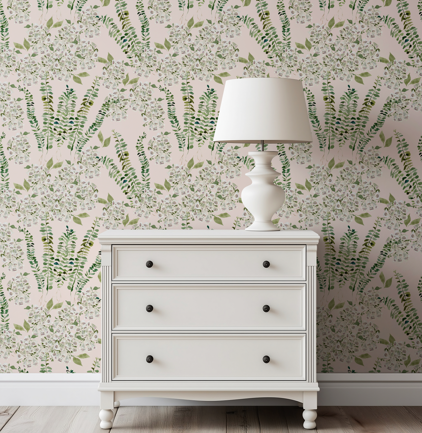 Foxglove Vine In Blush Wallpaper