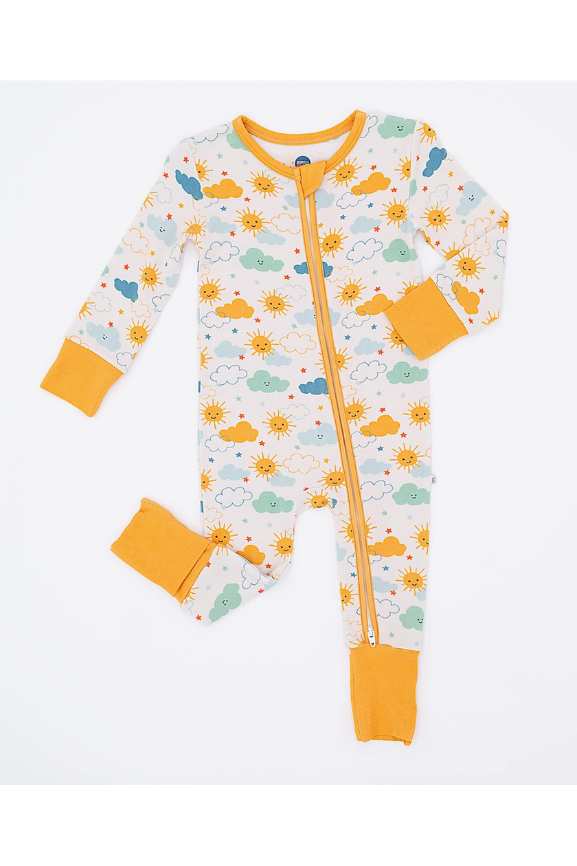 Bamboo One Piece Zip Pajama - Here Comes The Sun