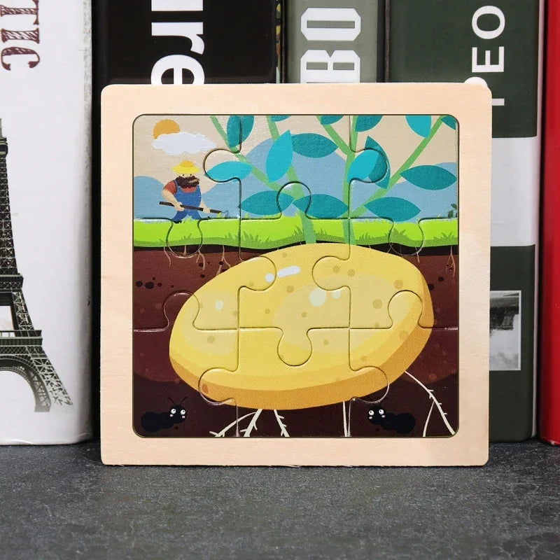 9pcs Wooden Toy Jigsaw Multivariant