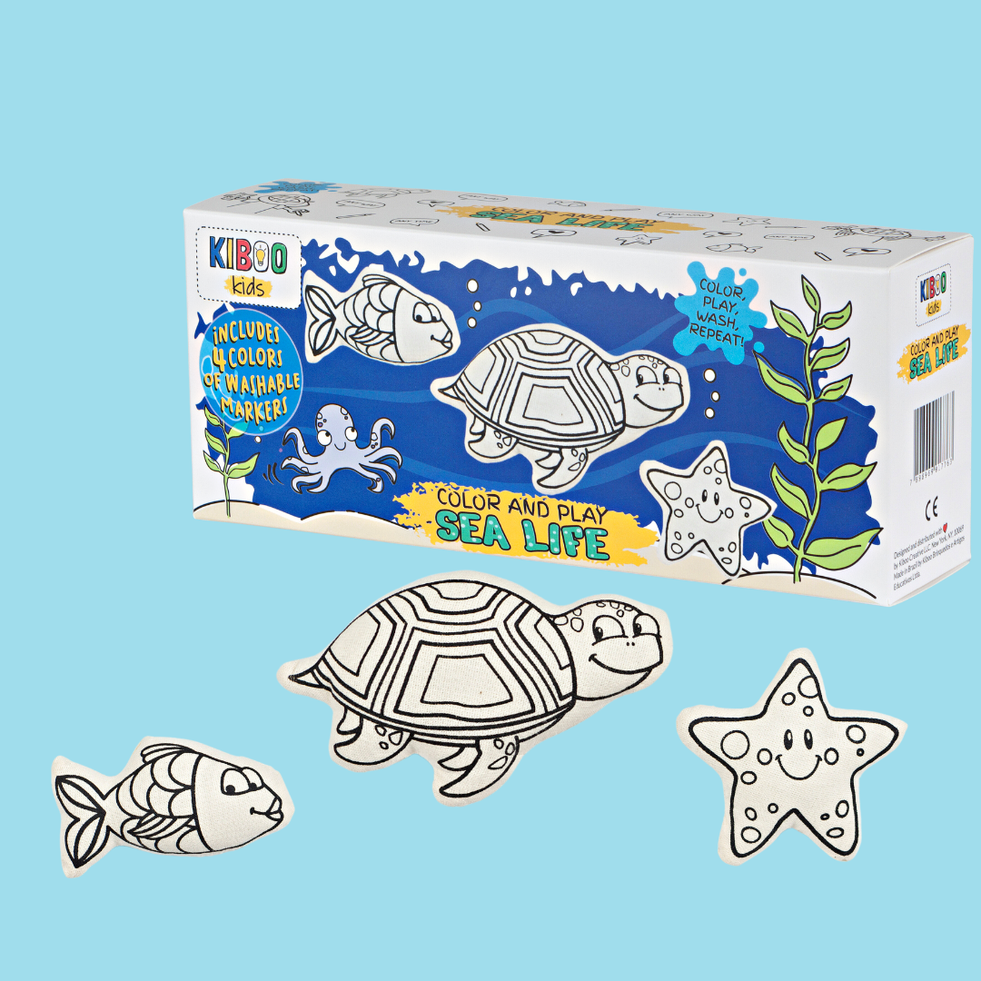 Sea Life Adventure Coloring Set - Starfish, Turtle & Fish |