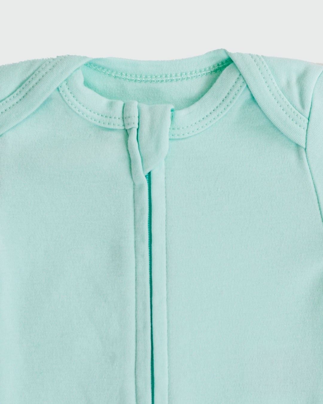 Long Sleeve Zipper Bodysuit In Seafoam, 0-3m
