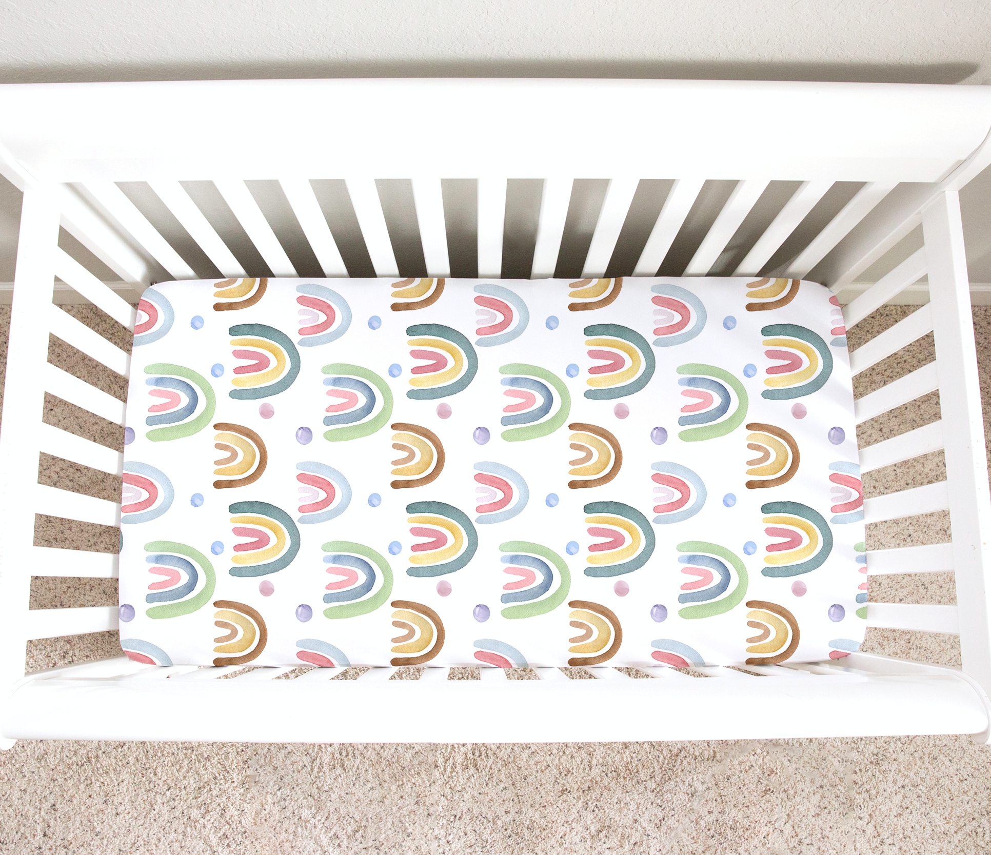 Fitted Crib Sheet - Blue Rainbow
