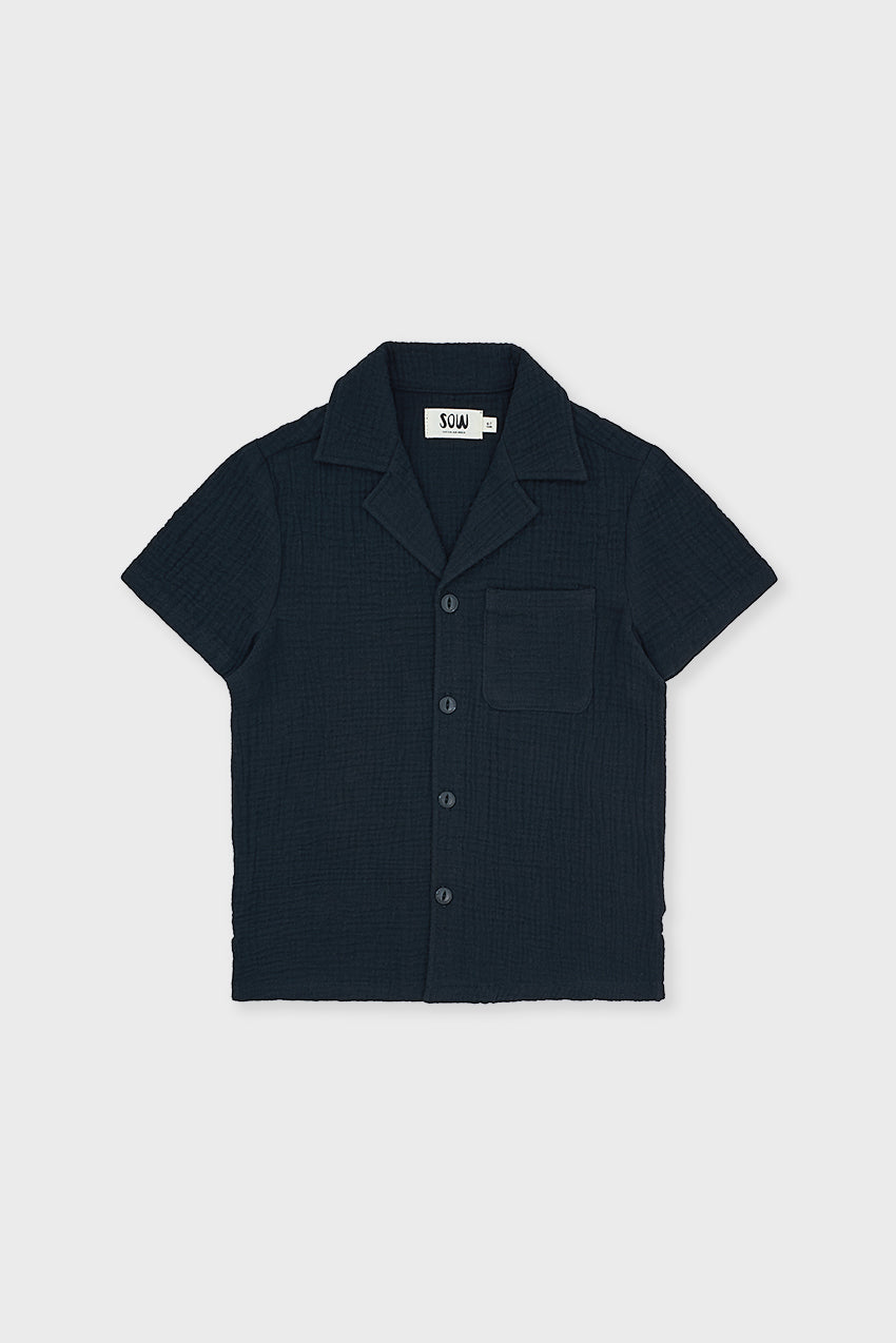 Organic Cotton Camp Collar Waffle Shirt