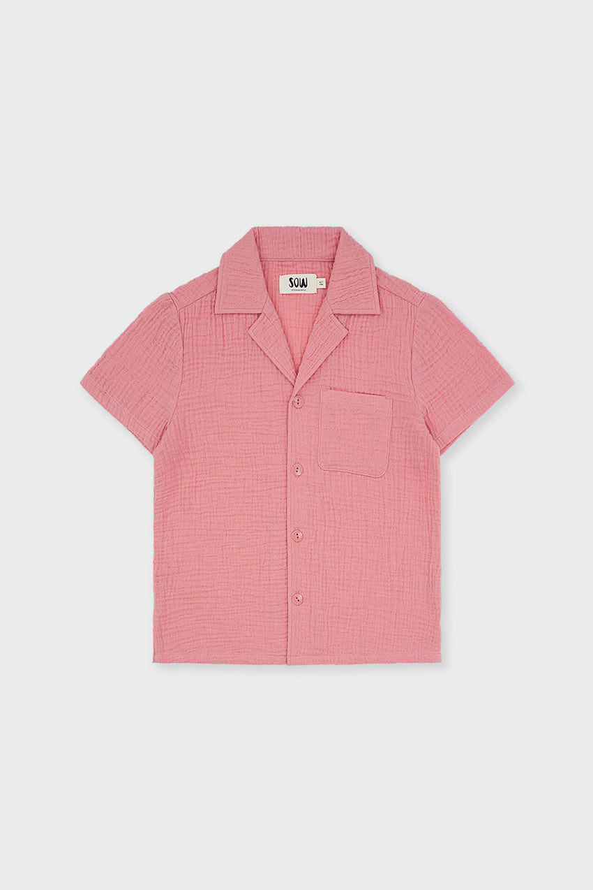 Organic Cotton Camp Collar Waffle Shirt