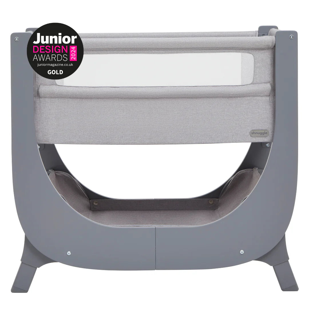 Shnuggle Air Lite Bedside Crib | Height Adjustable Baby Bed With Mattress + 1 Waterproof + 2 White Sheets