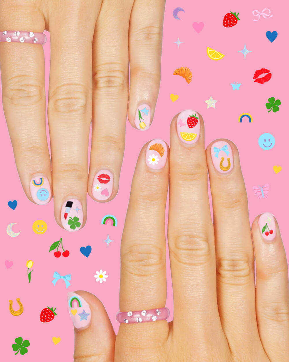Cute Girl Nail Stickers - 604 Adhesive Nail Stickers