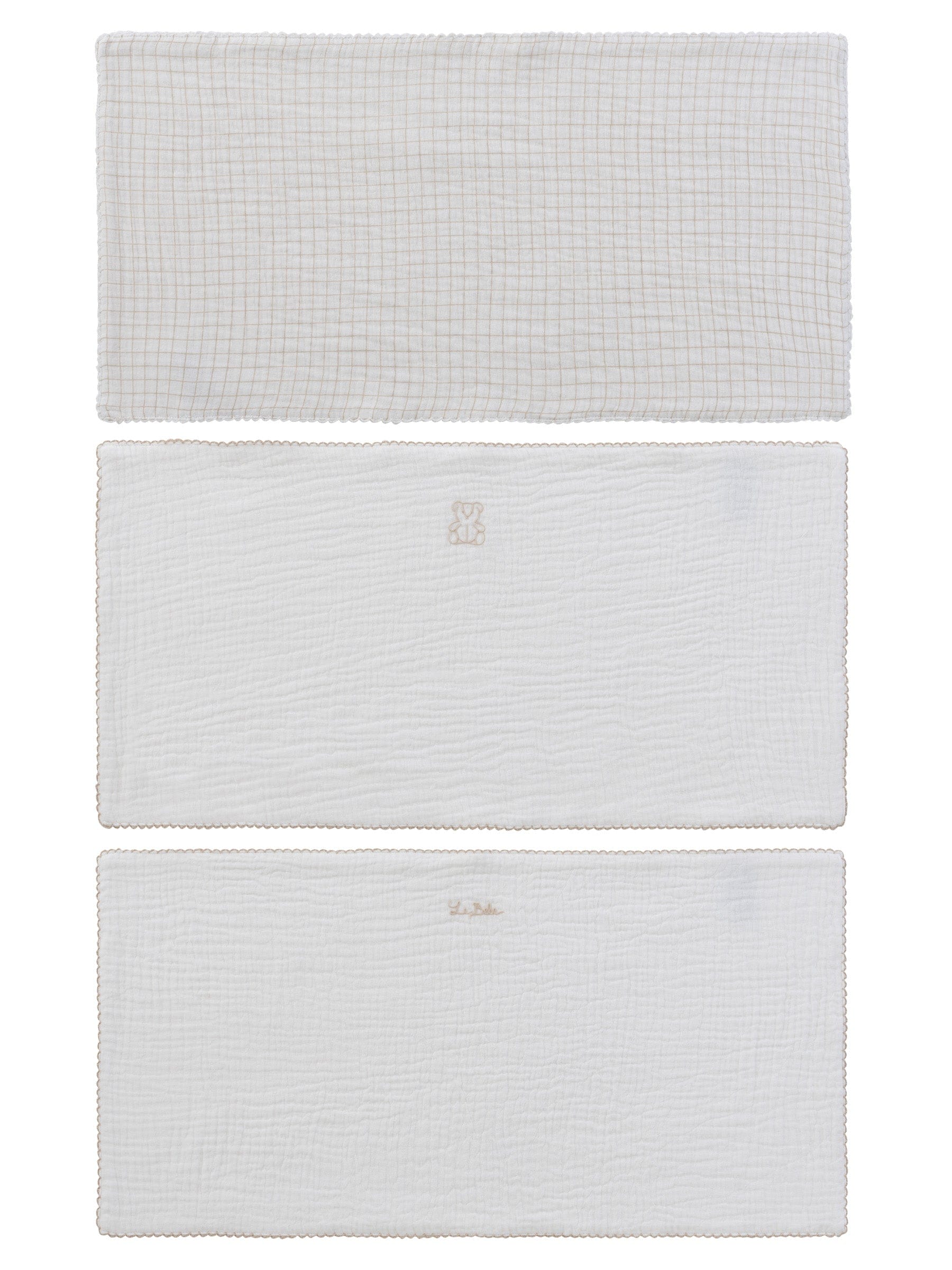 Teddy Au Pane Burp Cloth Set Of 3 - Stone