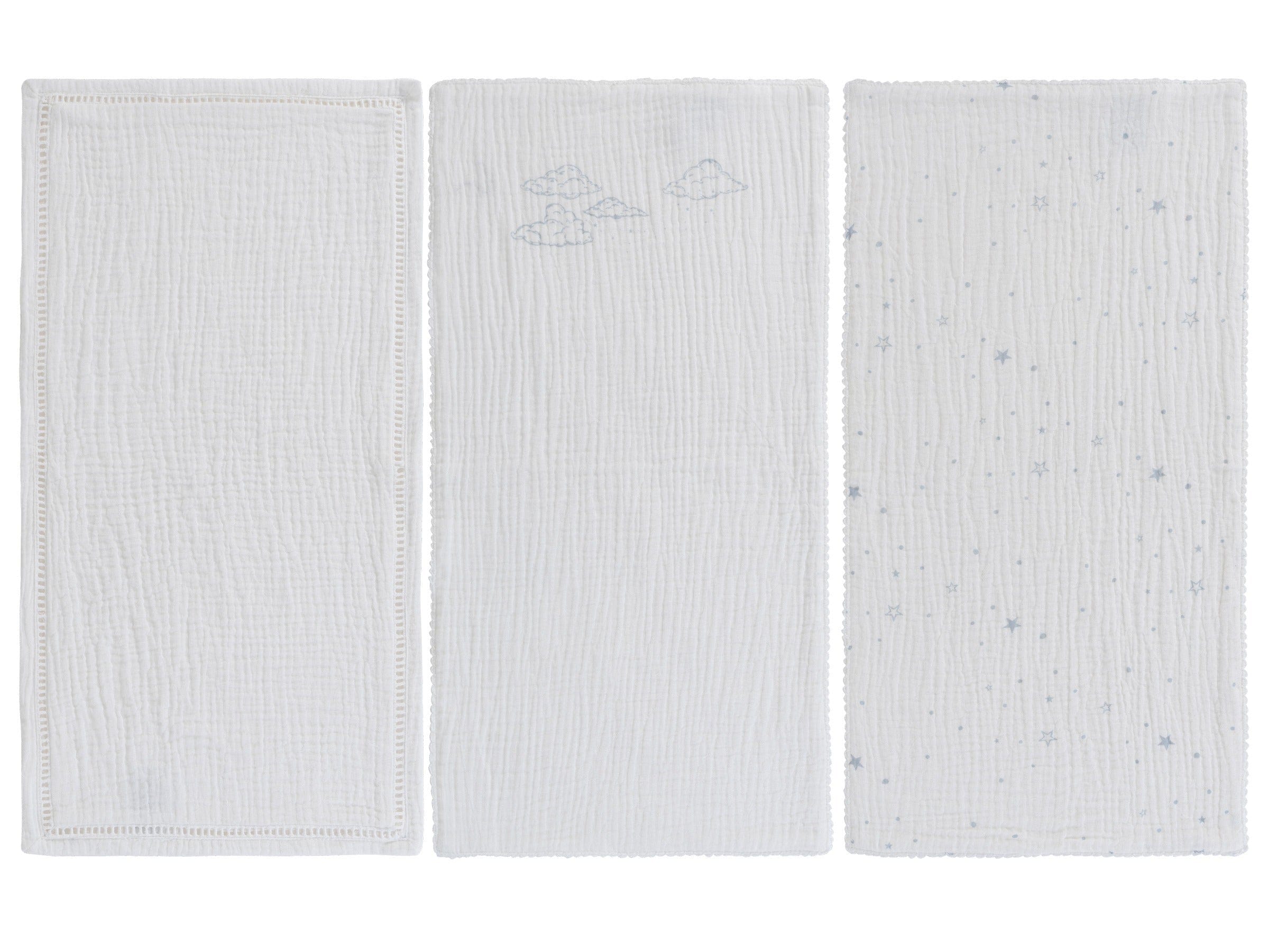 Starlight Burp Cloth Set Of 3 - Blue