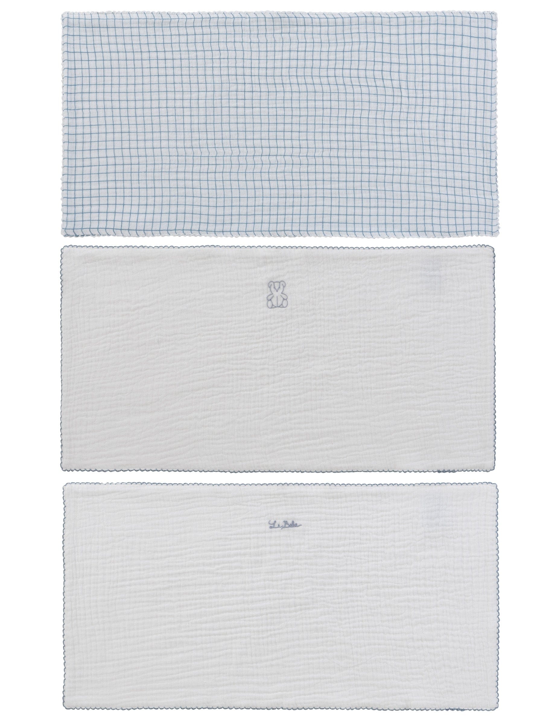 Teddy Au Pane Burp Cloth Set Of 3 - Blue