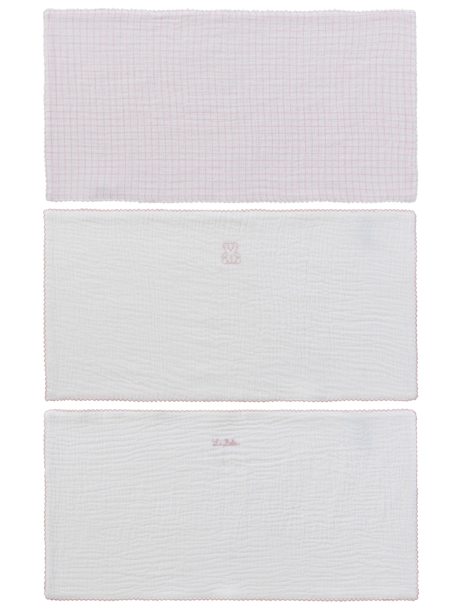Teddy Au Pane Burp Cloth Set Of 3 - Pink