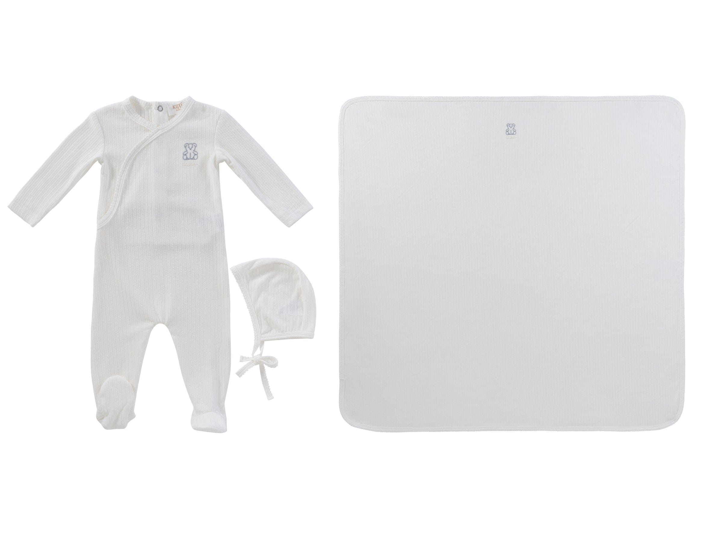 Teddy Wrap Footie 3pc Set - Blue