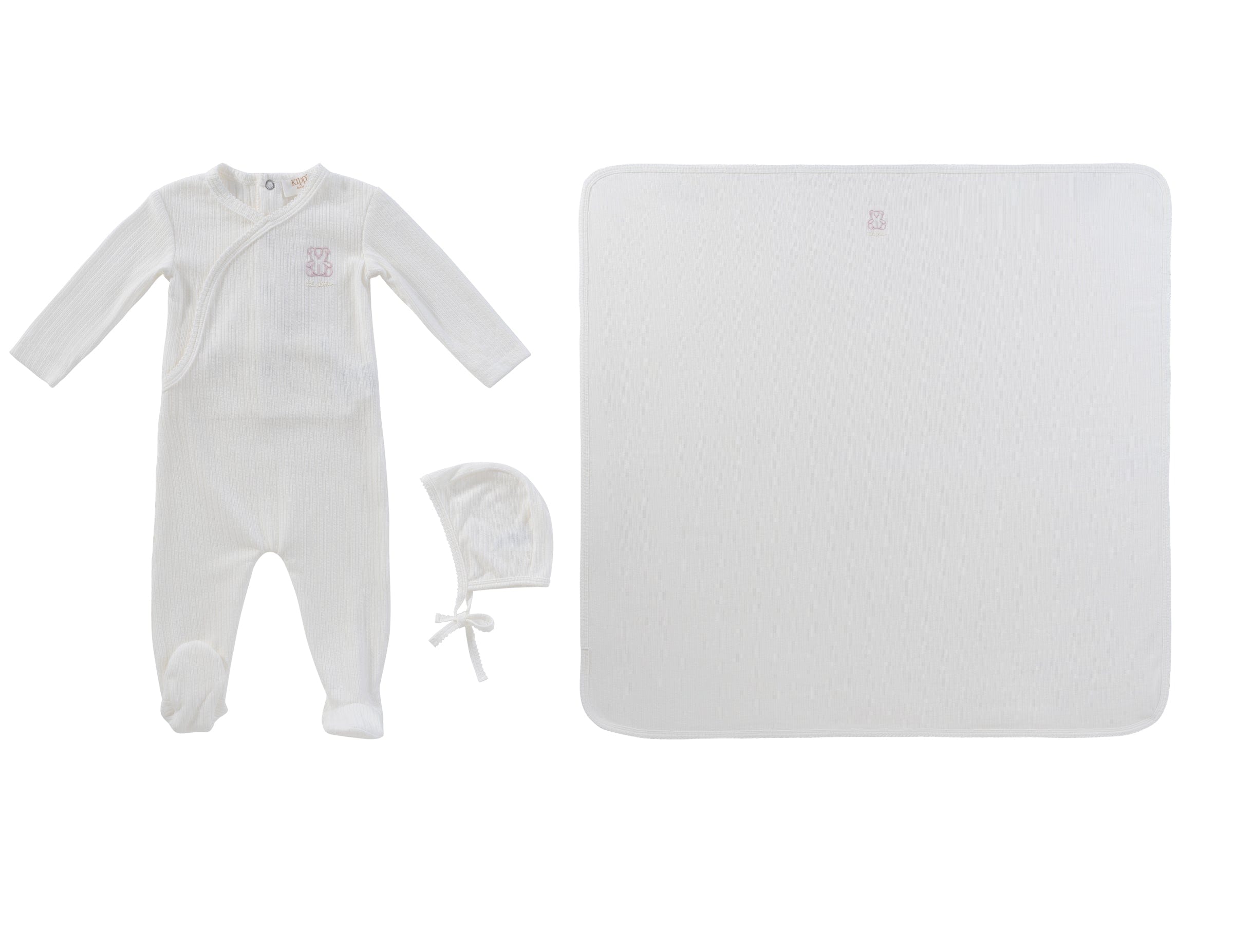 Teddy Wrap Footie 3pc Set - Pink