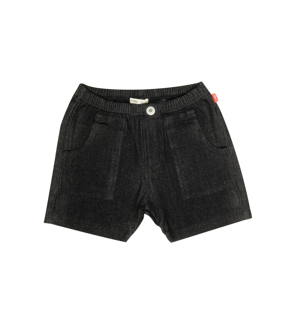 Pull-on Washed Jean Shorts - Black