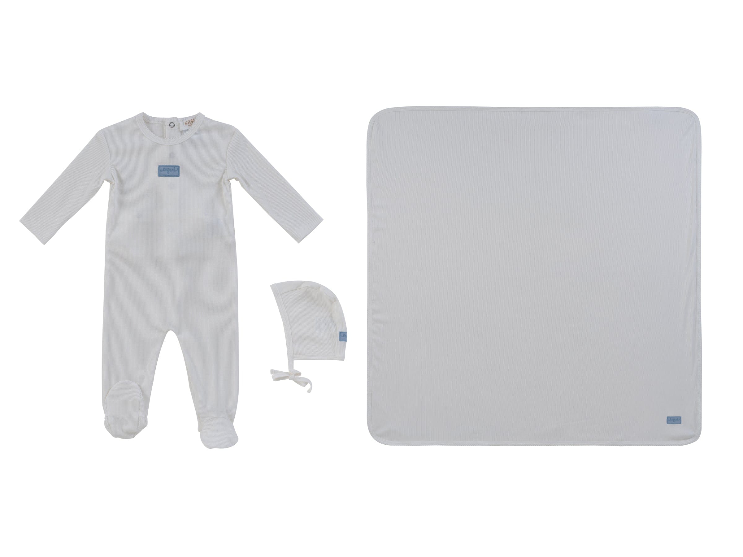 Enfant Rib Footie 3pc Set - White Blue