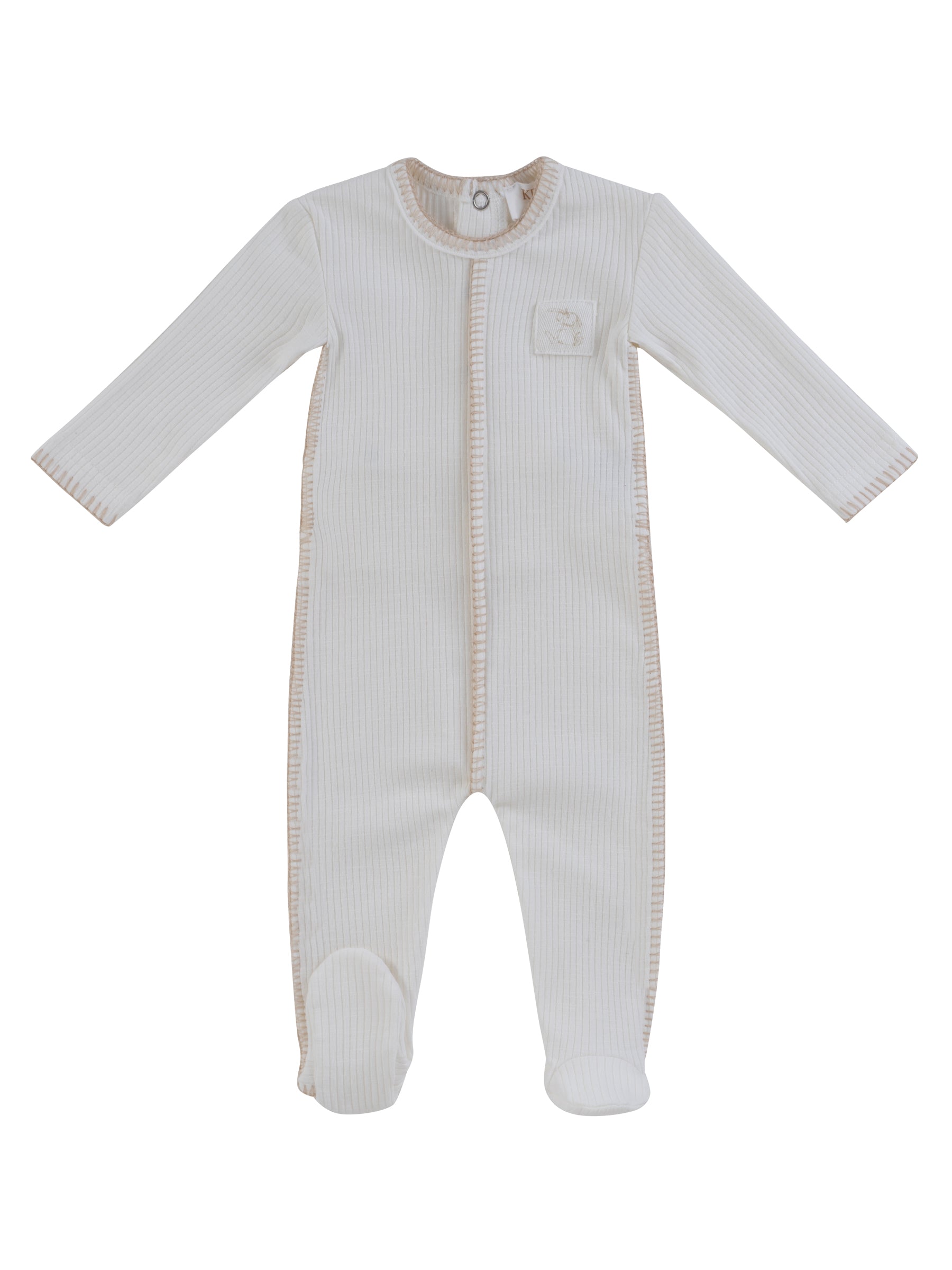 Bunny Rib Footie - Stone